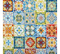 Kt KILOtela - Tela Loneta Estampada, Decoración, Tapizar, Cojines, Cortinas, Colchas, Bolsos, Manteles, Manualidades, 100 cm Largo x 280 cm Ancho, Mosaico, Coppola, Rojo - 1 Metro