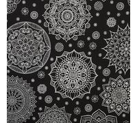 Kt KILOtela - Tela Loneta Estampada, Decoración, Tapizar, Cojines, Cortinas, Colchas, Bolsos, Manteles, Manualidades. Ancho 280 cm, Largo a Elección de 50 en 50 cm, Mandalas, Londres, Negro