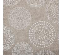 Kt KILOtela - Tela Loneta Estampada, Decoración, Tapizar, Cojines, Cortinas, Colchas, Bolsos, Manteles, Manualidades, 300 cm Largo x 280 cm Ancho, Mandalas Tattoo, Beige, Blanco - 3 Metros