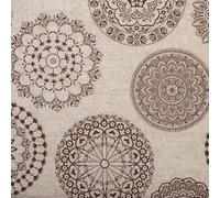 Kt KILOtela - Tela Loneta Estampada, Decoración, Tapizar, Cojines, Cortinas, Colchas, Bolsos, Manteles, Manualidades. Ancho 280 cm, Largo a Elección de 50 en 50 cm, Mandalas, Tattoo, Marrón