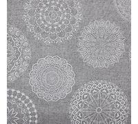 Kt KILOtela - Tela Loneta Estampada, Decoración, Tapizar, Cojines, Cortinas, Colchas, Bolsos, Manteles, Manualidades, 100 cm Largo x 280 cm Ancho, Mandalas Tattoo, Gris, Blanco ─ 1 Metro