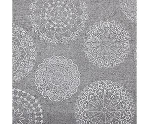 Kt KILOtela - Tela Loneta Estampada, Decoración, Tapizar, Cojines, Cortinas, Colchas, Bolsos, Manteles, Manualidades, 300 cm Largo x 280 cm Ancho, Geométrico, Mandalas Tatoo, Gris, Blanco ─ 3 Metros