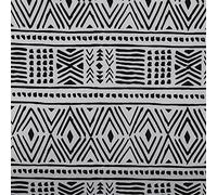 Kt KILOtela - Tela Loneta Estampada, Decoración, Tapizar, Cojines, Manteles, Bolsos, Manualidades, 100 cm Largo x 280 cm Ancho, Geométrico Étnico, Negro, Blanco ─ 1 Metro