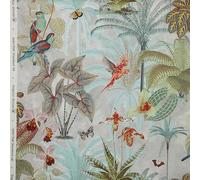 Kt KILOtela - Tela Loneta Estampada Digital, Algodón Orgánico, Decoración, Tapizar, Cojines, Manteles, Ancho 280 cm, Largo a elección de 50 en 50 cm, Tropical Tribute, Gris
