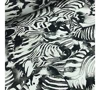 Kt KILOtela - Tela Loneta Estampada Digital, Half Panamá Algodón, Decoración, Cojines, 100 cm Largo x 280 cm Ancho | Animales Cebras - Blanco, Negro ─ 1 Metro