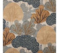 Kt KILOtela - Tela Loneta Estampada Digital, Half Panamá Algodón, Decoración, Tapizar, Cojines, Cortinas, Colchas, Manteles, 100 cm Largo x 280 cm Ancho, Foresta Heaven, Hojas, Marrón, Azul - 1 metro