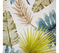 Kt KILOtela Tela Loneta Estampada Digital, Half Panamá Algodón, Decoración, Tapizar, Cojines, Cortinas, Colchas, Manteles, 100 cm Largo x 280 cm Ancho, Hojas, Palmeras, Amarillo, Verde - 1 metro