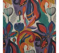 Kt KILOtela - Tela Loneta Estampada Digital, Half Panamá Algodón, Decoración, Tapizar, Cojines, Cortinas, Manteles, Ancho 280 cm, Largo a elección de 50 en 50 cm, Botánico, Flores, Skog, Naranja