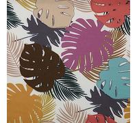 Kt KILOtela - Tela Loneta Estampada Digital, Half Panamá Algodón Orgánico, Decoración, Tapizar, Cojines, Manteles, 100 cm Largo x 280 cm Ancho, Hojas Tropical, Albert, Multicolor - 1 metro