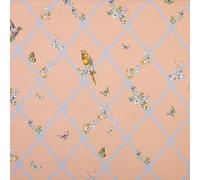 Kt KILOtela - Tela Loneta Estampada Digital, Half Panamá Algodón Orgánico, Decoración, Tapizar, Cojines, Manteles, 100 cm Largo x 280 cm Ancho, Voyage, Pájaros, Rosa - 1 metro