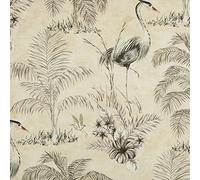 Kt KILOtela - Tela Loneta Estampada Digital, Half Panamá Algodón Orgánico, Standard 100 by Oeko-Tex, 100 cm Largo x 280 cm Ancho | Heron Elegance, Grullas - Beige ─ 1 Metro