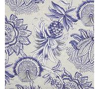 Kt KILOtela - Tela Loneta Estampada Digital, Half Panamá Algodón Orgánico, Standard 100 by Oeko-Tex, Ancho 280 cm, Largo a Elección de 50 en 50 cm | Cartuja, Flores Indianas - Lila