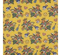 Kt KILOtela - Tela Loneta Estampada Digital, Tapizar, Cojines, Cortinas, Half Panamá Algodón, Retal de 100 cm Largo x 140 cm Ancho | Psicodelia Catrinas Regina - Naranja ─ 1 Metro