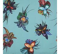 Kt KILOtela - Tela Loneta Estampada Digital, Tapizar, Cojines, Cortinas, Half Panamá Algodón, Retal de 100 cm Largo x 280 cm Ancho | Floral Tropical Ilse - Azul Verdoso, Multicolor ─ 1 Metro