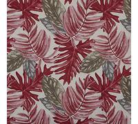 Kt KILOtela - Tela Loneta Estampada, Half Panamá Algodón, Decoración, Tapizar, Cojines, Manteles, Manualidades, 100 cm Largo x 280 cm Ancho, Plantas Tropicales, Granate - 1 Metro