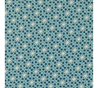 Kt KILOtela - Tela Patchwork, Costura Creativa, Manualidades, 100% Algodón, Made in Japan, 100 x 110 cm Ancho, Flores Geométricas, Azul, 1 metro