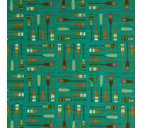 Kt KILOtela - Tela Patchwork, Costura Creativa, Manualidades, 100% Algodón, Made in Japan, 100 x 110 cm Ancho, Remos, Multicolor, Azul Verdoso, 1 metro