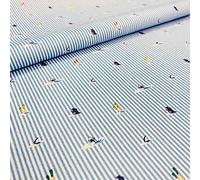 Kt KILOtela - Tela popelín Estampada Digital por Metros - 100% algodón sanforizado - 150 cm Ancho - Largo a elección de 50 en 50 cm - para decoración y Ropa de Vestir | Rayas, Tiburones y bañistas