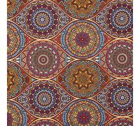 Kt KILOtela - Tela por Metro Loneta Estampada, Decoración, Cojines, Tapizar, Colchas, Cortinas, Manteles, Ancho 280 cm, Largo a Elección de 50 en 50 cm, Mandalas, Naranja, Multicolor