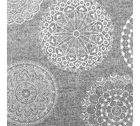 Kt KILOtela - Tela por Metro Loneta Estampada, Decoración, Cojines, Tapizar, Colchas, Cortinas, Manteles, Ancho 280 cm, Largo a Elección de 50 en 50 cm, Mandalas Tatoo, Gris, Blanco