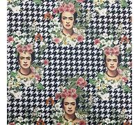 Kt KILOtela - Tela por metros de loneta estampada digital - Half Panamá 100% algodón - Ancho 140 cm - Largo a elección de 50 en 50 cm | Frida, Yo te cielo, pata de gallo - Multicolor