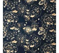 Kt KILOtela - Tela por Metros de loneta Estampada Digital - Half Panamá 100% algodón - Ancho 140 cm - Largo a elección de 50 en 50 cm | Flores indianas - Negro, marrón, Naranja
