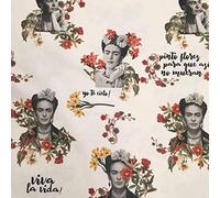 Kt KILOtela - Tela por Metros de loneta Estampada Digital - Half Panamá 100% algodón - Ancho 280 cm - Largo a elección de 70 en 70 cm | Frida - Viva la Vida