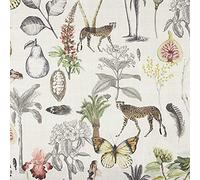 Kt KILOtela - Tela por Metros de loneta Estampada Digital - Half Panamá 100% algodón - Ancho 280 cm - Largo a elección de 50 en 50 cm | Leopardo y Flora Tropical - Multicolor, Textura Beige