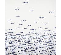 Kt KILOtela - Tela por Metros de loneta Estampada Digital - Half Panamá 100% algodón - Ancho 280 cm - Largo a elección de 50 en 50 cm | Gaviotas y Olas - Azul, Blanco