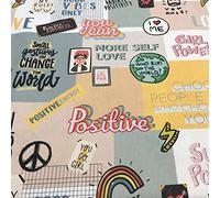 Kt KILOtela - Tela por metros de loneta estampada digital - Half Panamá 100% algodón - Ancho 280 cm - Largo a elección de 50 en 50 cm | Positive - Multicolor