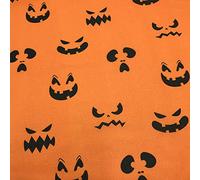 Kt KILOtela - Tela por Metros de Patchwork - Estampación Digital - 100% algodón - 140 cm Ancho - Largo a elección de 50 en 50 cm | Caras de Miedo - Naranja, Negro