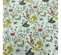 Kt KILOtela - Tela por Metros de Patchwork - Estampación Digital - 100% algodón - 140 cm Ancho - Largo a elección de 50 en 50 cm | Escuela de Magia - Multicolor, Blanco