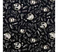 Kt KILOtela - Tela por Metros de Patchwork - Estampación Digital - 100% algodón - 140 cm Ancho - Largo a elección de 50 en 50 cm | Peluquero Hipster - Nergro, Blanco