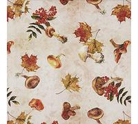 Kt KILOtela - Tela por Metros de Sarga Estampada Digital - Twill 100% algodón - Ancho 140 cm - Largo a elección de 50 en 50 cm | Hojas, Setas - Marrón, Naranja