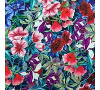 Kt KILOtela - Tela Viscosa Estampada Digital, Retal Desecho Post-industrial Moda, Camisa, Blusa, Caída Fluida, Flores, Rojo, Rosa, Azul Marino, 270 x 155 cm, 45791