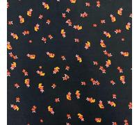 Kt KILOtela - Tela Viscosa Estampada Digital, Retal Desecho Post-industrial Moda, Camisa, Blusa, Caída Fluida, Floral, Multicolor, Negro, 270 x 140 cm, 64811