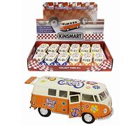 KT Una y Treinta y Dos Die Cast Volkswagen autocaravanas con Paz y Amor Hippy Diseño - Colores Surtidos - 1 Suministrado