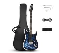 Ktaxon Guitarra eléctrica de 39 pulgadas, tamaño completo, pastillas H-H, 6 cuerdas, kit de guitarra para principiantes con bolsa de concierto, correa, brazo de trémolo, cable y púas (parte trasera