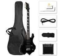 Ktaxon Kit de guitarra eléctrica, diseño de fuego ardiente, guitarra principiante de 36 pulgadas con cuerpo de madera maciza secado al aire natural, interruptor de pastilla de 5 vías y pastilla H-S-H