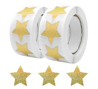 KtbeYTi 1000 Piezas 25 mm Etiquetas Brillantes, Rollo de Pegatinas de Estrellas, Estrella para Pegatinas de Recompensa, para Decoración, Álbum de Recortes, Sobres Sellados, Golden