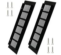 KtbeYTi 2 Piezas Negro Aluminio Rejilla Ventilacion Placa de Ventilación Rectangular, con Tornillos Ventilación Metalica, para Ventilación de Armarios y Dormitorios(250 x 80 mm)
