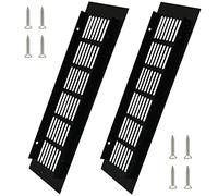 KtbeYTi 2 Piezas Negro Aluminio Rejilla Ventilacion Placa de Ventilación Rectangular, con Tornillos Ventilación Metalica, para Ventilación de Armarios y Dormitorios(300 x 80 mm)