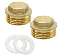 KtbeYTi 2 Piezas Tapones de Latón 1" Tapones Ciegos con Rosca Exterior y Junta de Goma para Tuberías de Agua Interiores/Exteriores y Jardín