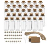 KtbeYTi 35 Piezas Botes Cristal Pequeños con Tapon Corcho, 10 ml Mini Botellas de Cristal Kit Botes Cristal Pequeños de Herméticos Para Decorar
