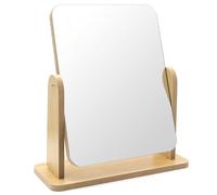 KtbeYTi Espejo Maquillaje de Madera 22 x 17 cm Espejo Rectangular Espejo de Rotación de 360 Grados Maquillaje Portátil Encimera Espejo de Baño Espejo