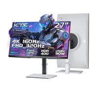KTC Monitor 4K Gaming 27 Pulgadas | Modo Dual 4K@160Hz / FHD@320Hz | Panel IPS Rápido | Tiempo de Respuesta de 1ms | HDR400 | Adaptive Sync | 125% sRGB, 97% DCI-P3, ΔE<2 | USB C 90W | KVM | Blanco