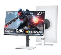 KTC Monitor blanco para juegos de 27 pulgadas, 300 Hz/320 Hz, QHD 1440P, monitor de computadora IPS rápido con FreeSync adaptativo, HDR400, altura/pivote/giro/inclinación ajustable, DP y HDMI, H27E6