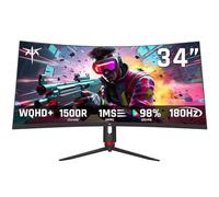 KTC Monitor curvo ultra ancho para juegos de 34 pulgadas, 21:9, 3440 x 1440p, 180 Hz, 1 ms, monitor curvo 1500R, sincronización G-sync, imagen por imagen, PIP, altura/inclinación/giro/pivote, H34S18S
