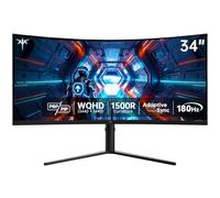 KTC Monitor de juego curvado UWQHD de 34 pulgadas, monitor de PC ultra ancho 3440 x 1440 1500R, visualización de 180Hz 21:9, sincronización adaptativa, MPRT de 1 ms, contraste 4000:1, inclinación
