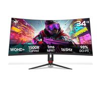 KTC Monitor de juego ultra ancho curvado de 34 pulgadas, 21:9, 3440 x 1440 p 165 Hz 1 ms, monitor curvado 1500R, Freesync G-sync, imagen por imagen, imagen en imagen, altura,